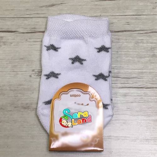 جوراب نوزادی اسپرت طرح ستاره دار دوازده - سفید(سیسمونی سارالند)