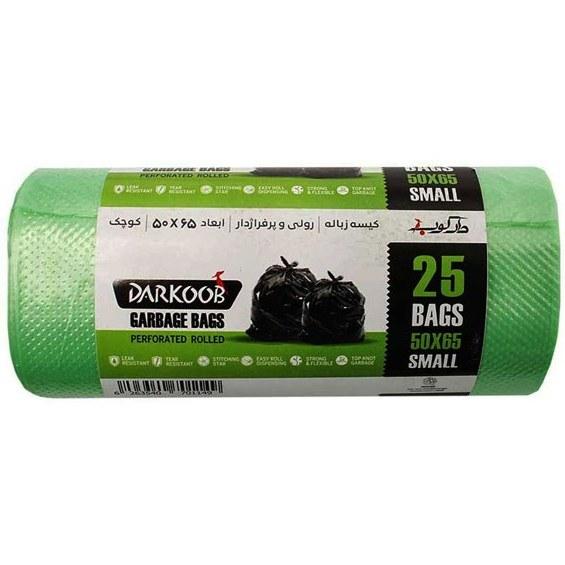 دارکوب کیسه زباله رولی پرفراژدار سبز کوچک 25 برگی 65*50