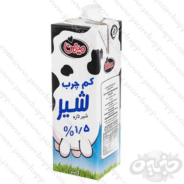 میهن شیر یک لیتری ساده کم چرب
