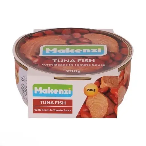 مکنزی کنسرو ماهی تون با لوبیا چیتی در سس گوجه فرنگی 230 گرم