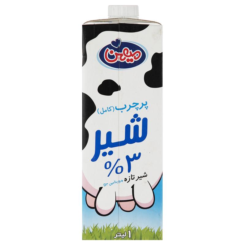 میهن شیر پرچرب ساده یک لیتری
