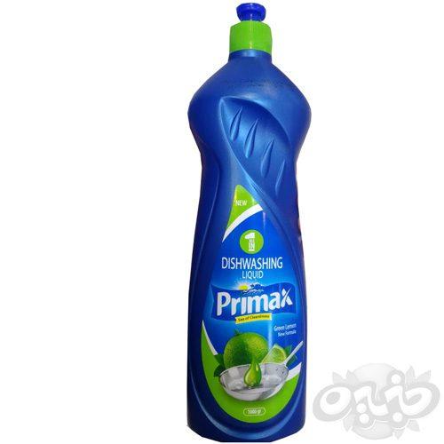 پریمکس مایع ظرفشویی رایحه لیمو یک لیتری سبز پلی اتلین