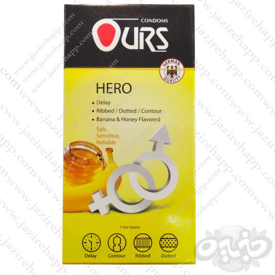 Hero کاندوم تاخیری خاردار و شیاردار موز و عسل