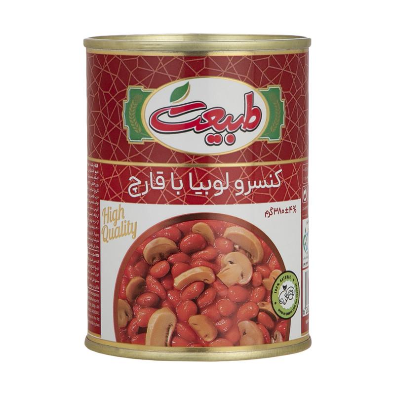 طبیعت کنسرو لوبیا چیتی با قارچ در سس گوجه فرنگی ۳۸۰ گرمی