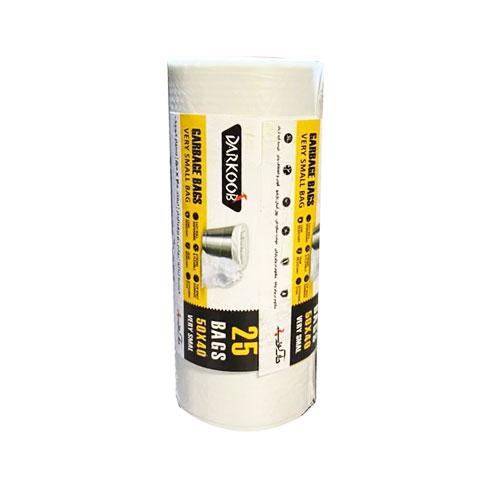 دارکوب کیسه زباله رولی پرفراژ دار سفید خیلی کوچک 25 عددی(40*50)