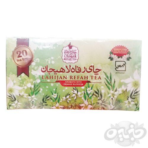 رفاه لاهیجان چای سیاه کیسه ای معطر با بهارنارنج طبیعی۲۰ عددی۶۰ گرم